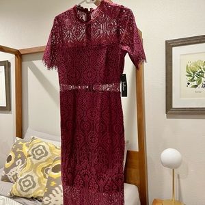 Lulus Remarkable Lace Dress in Burgundy
